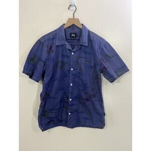 Stussy Y2K USA Hawaiian Shirt Street Tech Gorpcore Skater Palm M Vacay Resort